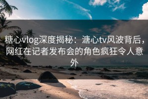 糖心vlog深度揭秘：溏心tv风波背后，网红在记者发布会的角色疯狂令人意外