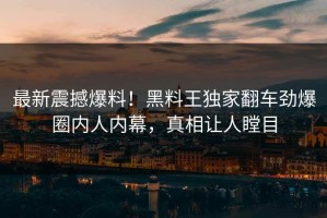 最新震撼爆料！黑料王独家翻车劲爆圈内人内幕，真相让人瞠目