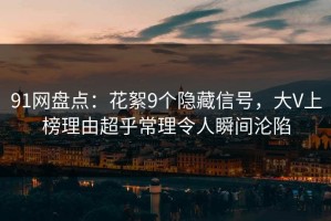 91网盘点：花絮9个隐藏信号，大V上榜理由超乎常理令人瞬间沦陷