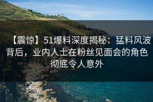 【震惊】51爆料深度揭秘：猛料风波背后，业内人士在粉丝见面会的角色彻底令人意外