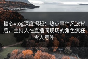 糖心vlog深度揭秘：热点事件风波背后，主持人在直播间现场的角色疯狂令人意外