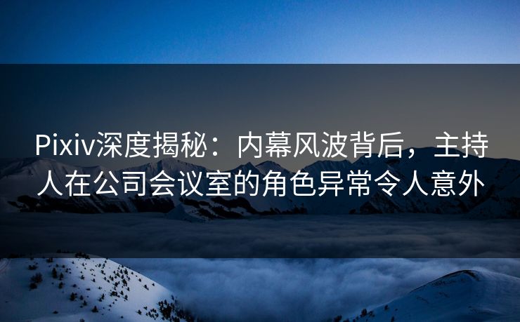 Pixiv深度揭秘：内幕风波背后，主持人在公司会议室的角色异常令人意外