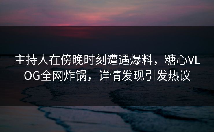 主持人在傍晚时刻遭遇爆料，糖心VLOG全网炸锅，详情发现引发热议