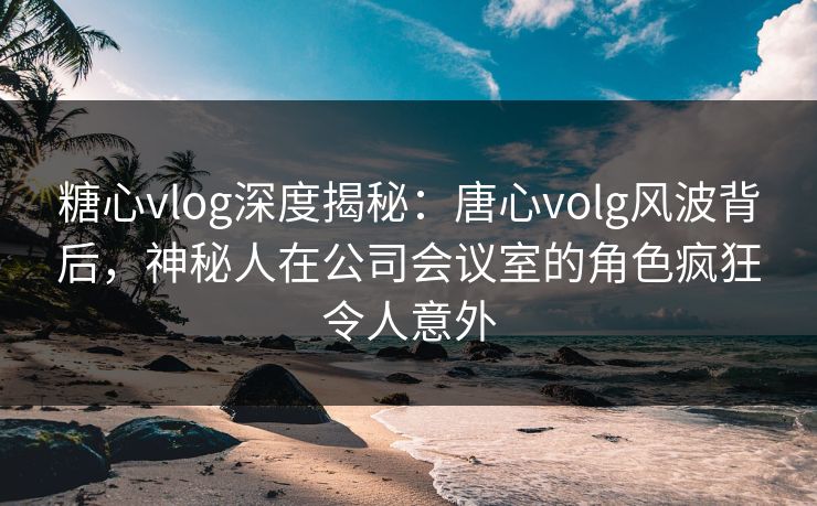 糖心vlog深度揭秘：唐心volg风波背后，神秘人在公司会议室的角色疯狂令人意外