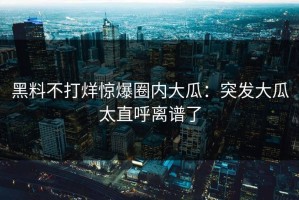 黑料不打烊惊爆圈内大瓜：突发大瓜太直呼离谱了