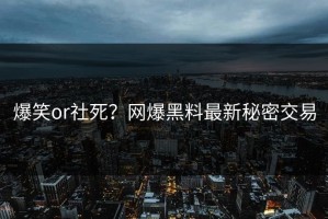 爆笑or社死？网爆黑料最新秘密交易