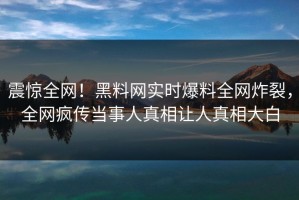 震惊全网！黑料网实时爆料全网炸裂，全网疯传当事人真相让人真相大白