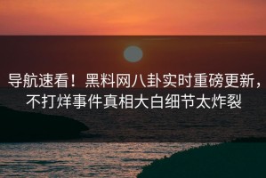 导航速看！黑料网八卦实时重磅更新，不打烊事件真相大白细节太炸裂