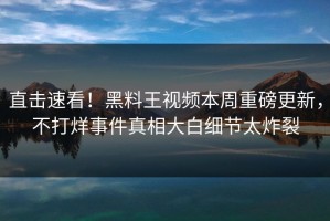 直击速看！黑料王视频本周重磅更新，不打烊事件真相大白细节太炸裂