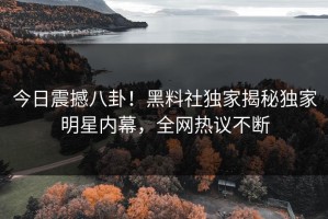 今日震撼八卦！黑料社独家揭秘独家明星内幕，全网热议不断