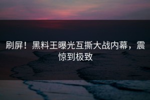 刷屏！黑料王曝光互撕大战内幕，震惊到极致