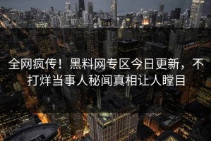全网疯传！黑料网专区今日更新，不打烊当事人秘闻真相让人瞠目