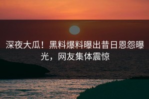 深夜大瓜！黑料爆料曝出昔日恩怨曝光，网友集体震惊