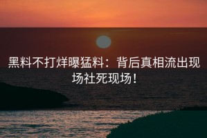 黑料不打烊曝猛料：背后真相流出现场社死现场！
