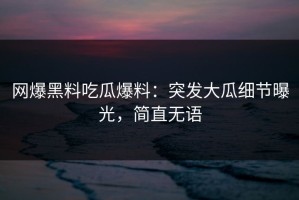 网爆黑料吃瓜爆料：突发大瓜细节曝光，简直无语