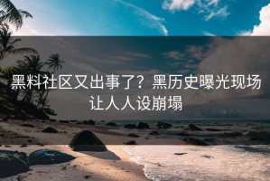 黑料社区又出事了？黑历史曝光现场让人人设崩塌