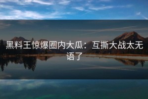 黑料王惊爆圈内大瓜：互撕大战太无语了