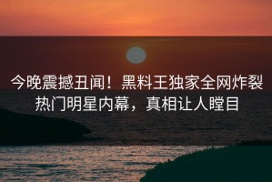 今晚震撼丑闻！黑料王独家全网炸裂热门明星内幕，真相让人瞠目