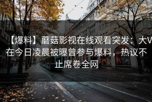 【爆料】蘑菇影视在线观看突发：大V在今日凌晨被曝曾参与爆料，热议不止席卷全网