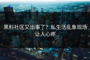 黑料社区又出事了？私生活乱象现场让人心疼