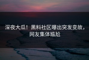 深夜大瓜！黑料社区曝出突发变故，网友集体尴尬