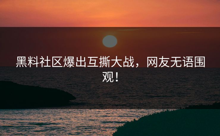 黑料社区爆出互撕大战，网友无语围观！