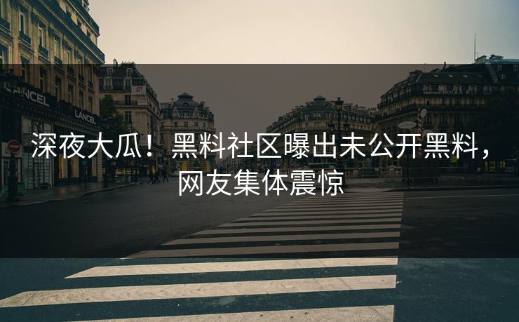 深夜大瓜！黑料社区曝出未公开黑料，网友集体震惊