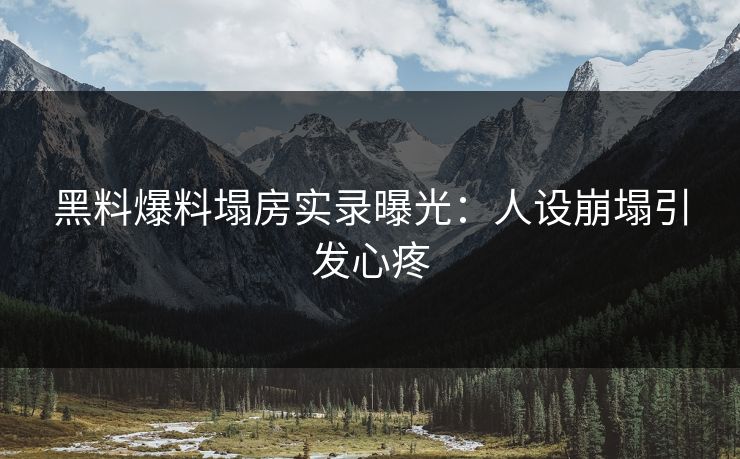 黑料爆料塌房实录曝光：人设崩塌引发心疼
