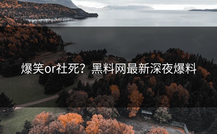 爆笑or社死？黑料网最新深夜爆料