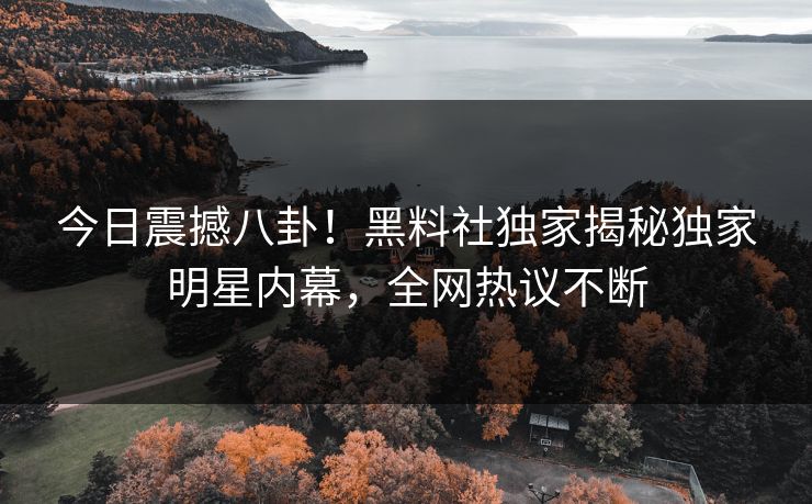 今日震撼八卦！黑料社独家揭秘独家明星内幕，全网热议不断