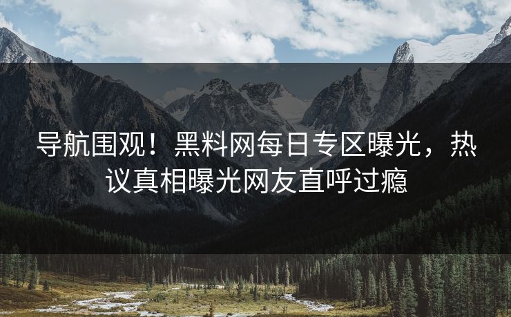 导航围观！黑料网每日专区曝光，热议真相曝光网友直呼过瘾