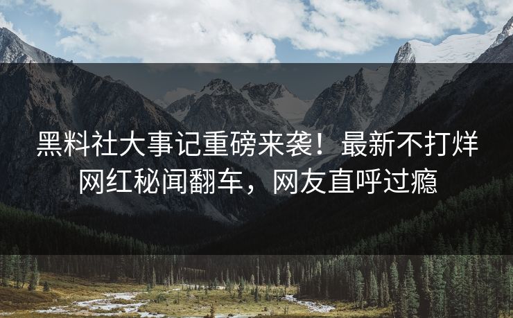 黑料社大事记重磅来袭！最新不打烊网红秘闻翻车，网友直呼过瘾