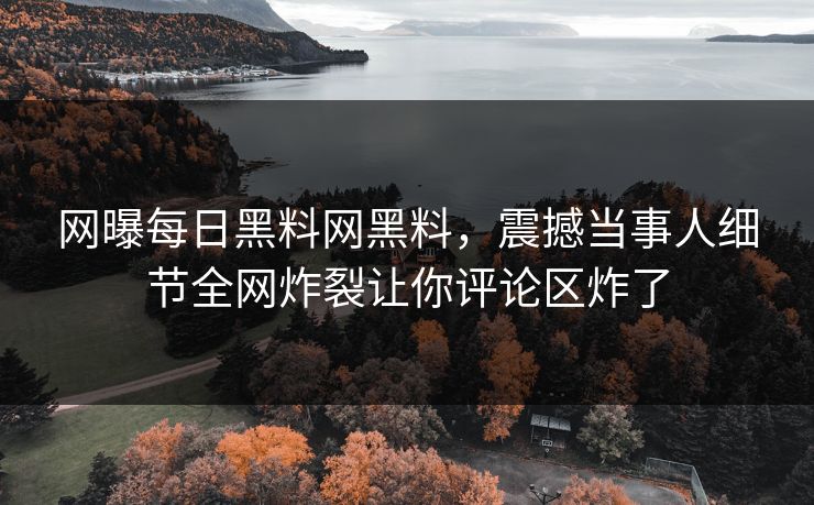 网曝每日黑料网黑料，震撼当事人细节全网炸裂让你评论区炸了