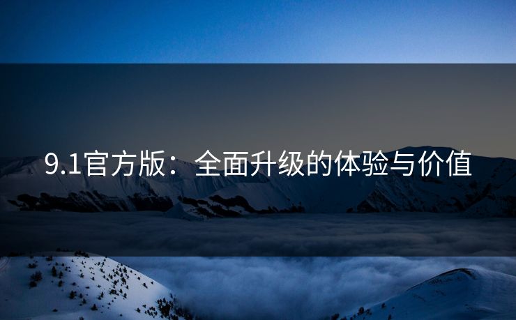 9.1官方版：全面升级的体验与价值