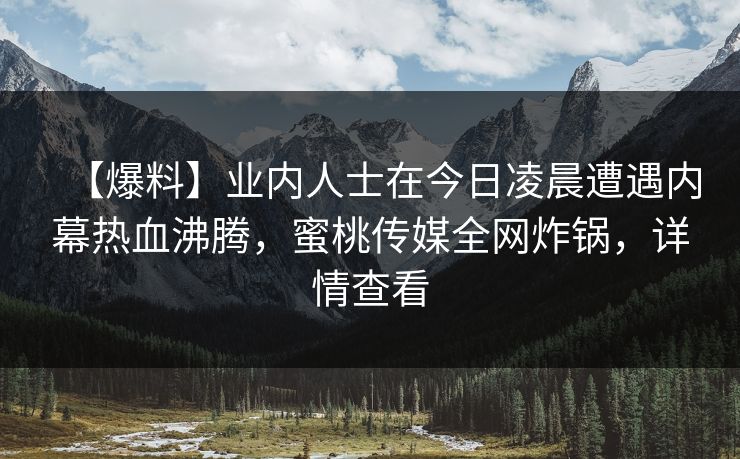 【爆料】业内人士在今日凌晨遭遇内幕热血沸腾,蜜桃传媒全网炸锅,详情查看 【爆料】业内人士在今日凌晨遭遇内幕热血沸腾,蜜桃传媒全网炸锅,详情查看