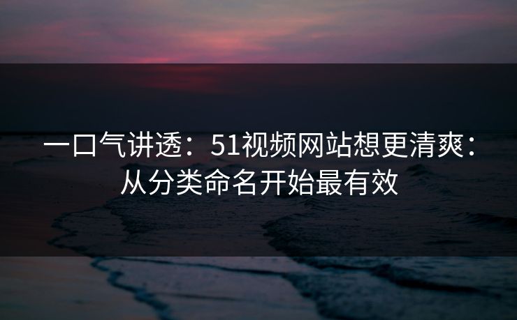 一口气讲透：51视频网站想更清爽：从分类命名开始最有效