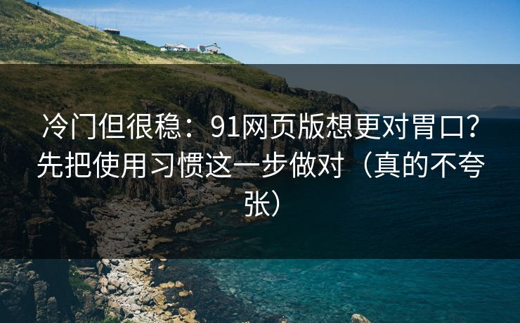 冷门但很稳：91网页版想更对胃口？先把使用习惯这一步做对（真的不夸张）